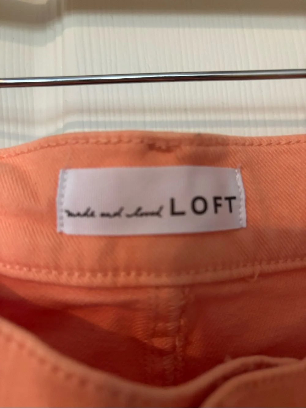 LOFT Coral Peach Cuffed Denim Shorts